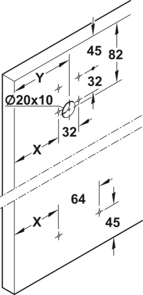Комплект фурнитуры Slido Classic 35 VF S на 2 двери, нижний профиль в торец нижней панели